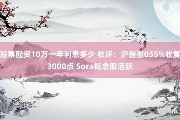 股票配资10万一年利息多少 收评：沪指涨055%收复3000点 Sora概念股活跃