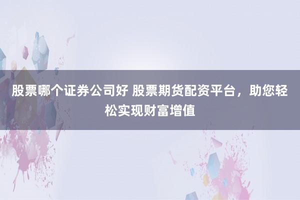 股票哪个证券公司好 股票期货配资平台，助您轻松实现财富增值
